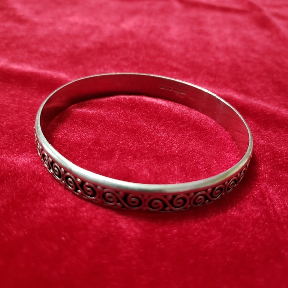 Vintage BA Sterling Silver Swirl Pattern Bangle Bracelet - Picture 3 of 7